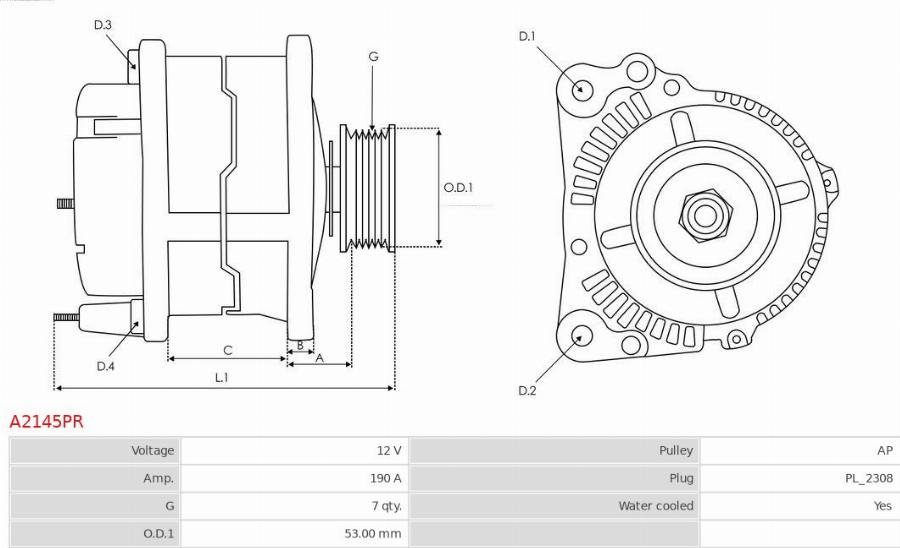 AS-PL A2145PR - Ģenerators www.autospares.lv