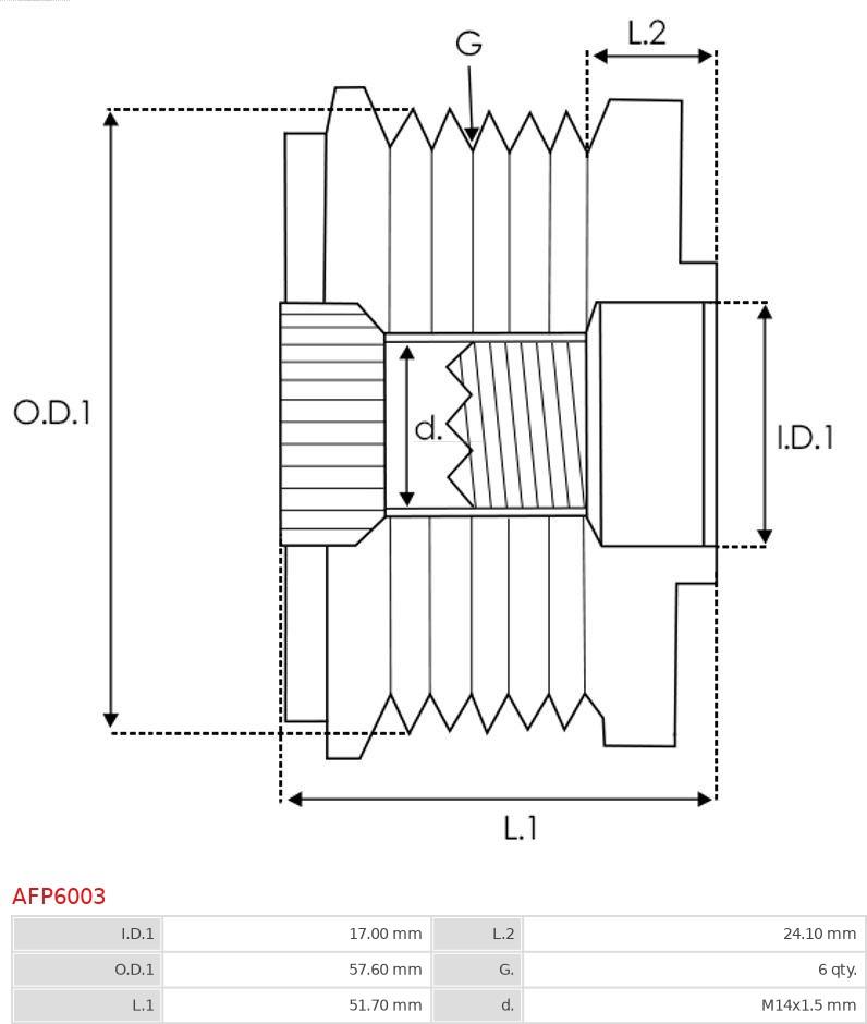 AS-PL AFP6003 - Шкив генератора, муфта www.autospares.lv