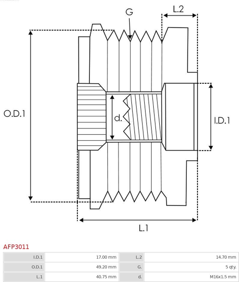 AS-PL AFP3011 - Piedziņas skriemelis, Ģenerators www.autospares.lv