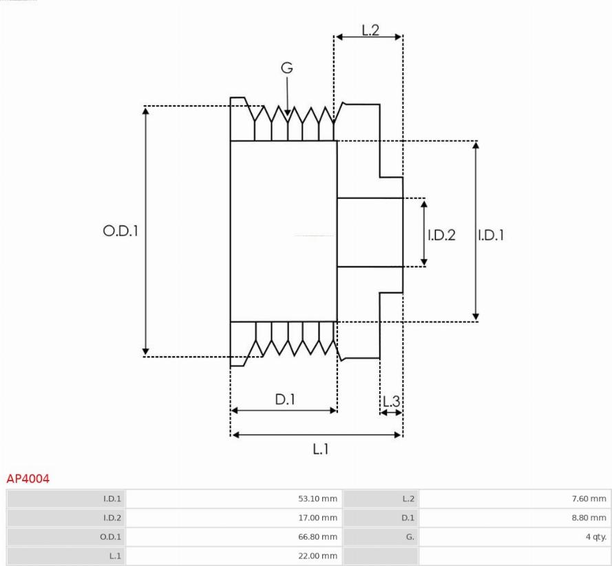 AS-PL AP4004 - Piedziņas skriemelis, Ģenerators www.autospares.lv