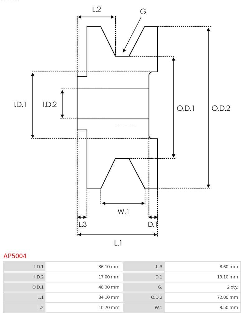 AS-PL AP5004 - Pulley, alternator, freewheel clutch www.autospares.lv