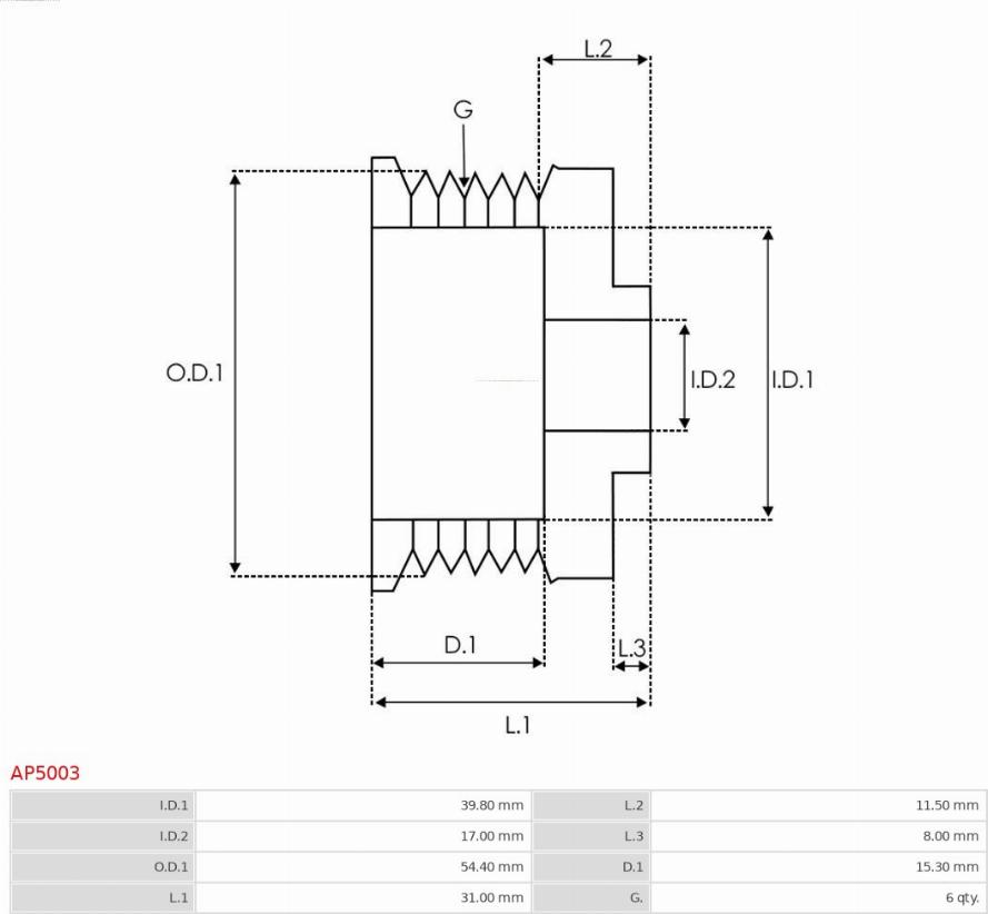 AS-PL AP5003 - Piedziņas skriemelis, Ģenerators www.autospares.lv