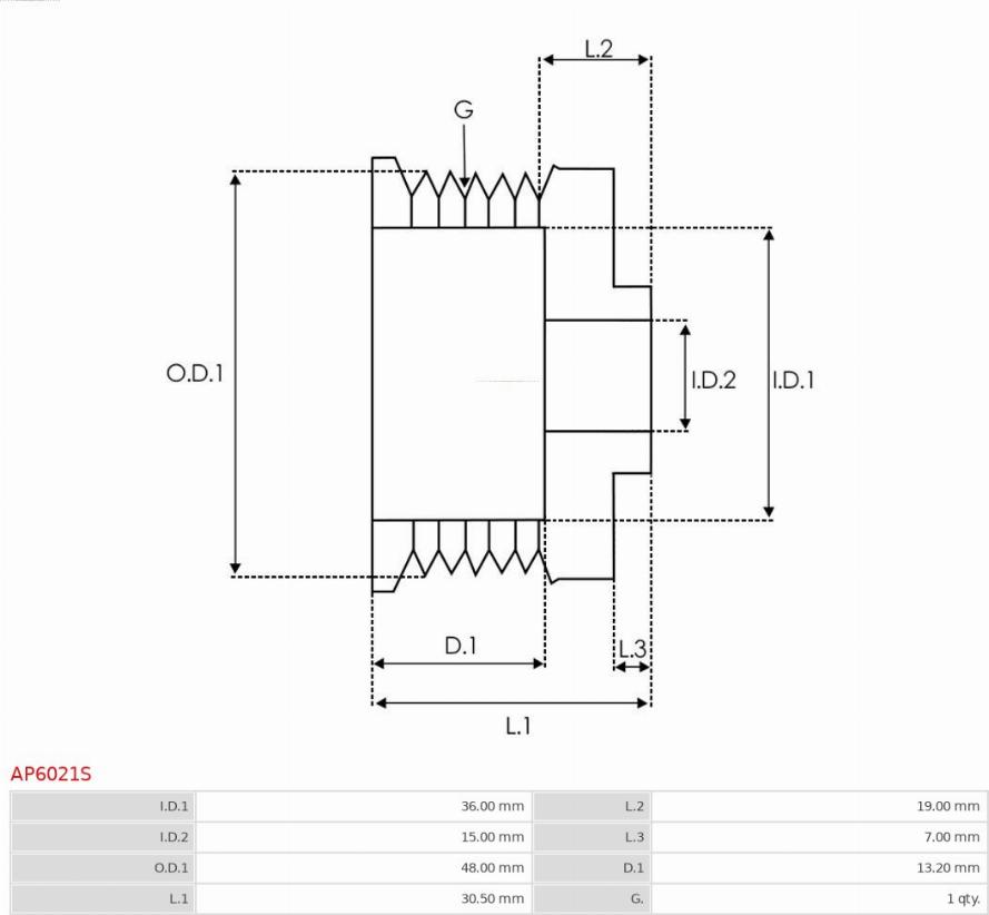 AS-PL AP6021S - Piedziņas skriemelis, Ģenerators www.autospares.lv