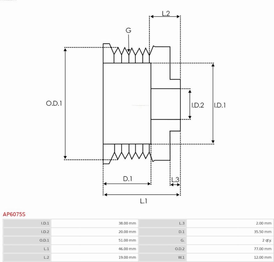 AS-PL AP6075S - Piedziņas skriemelis, Ģenerators www.autospares.lv