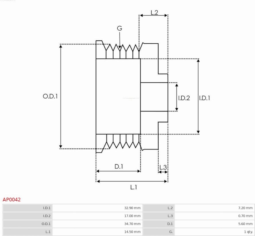 AS-PL AP0042 - Piedziņas skriemelis, Ģenerators www.autospares.lv