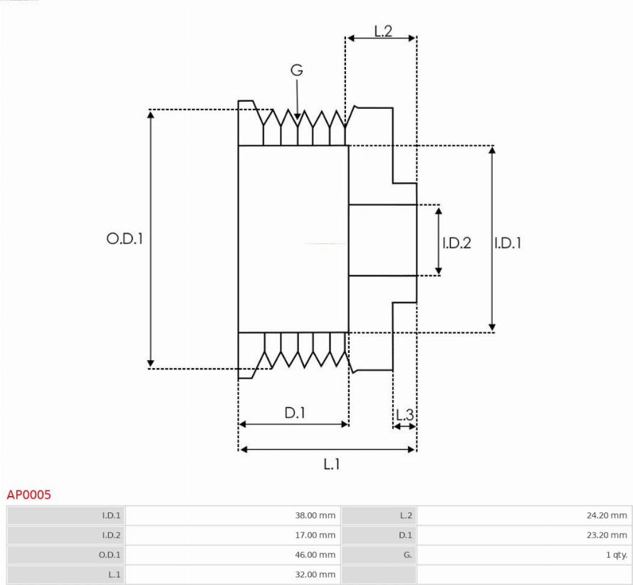 AS-PL AP0005 - Piedziņas skriemelis, Ģenerators www.autospares.lv