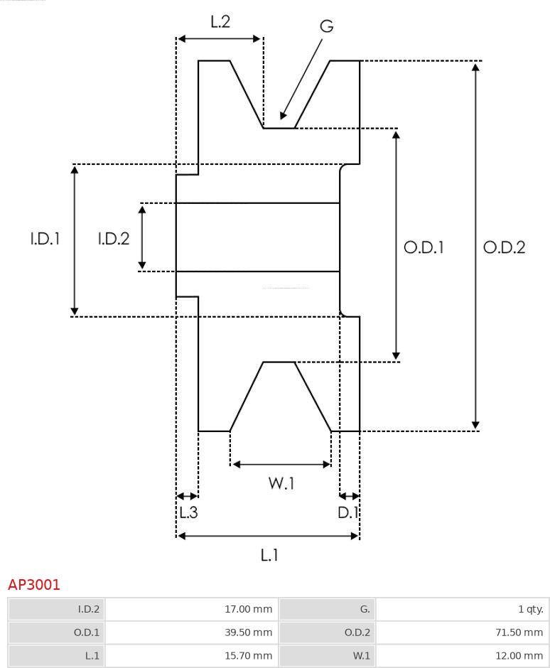 AS-PL AP3001 - Piedziņas skriemelis, Ģenerators autospares.lv