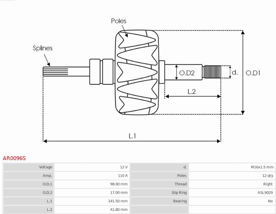 AS-PL AR0096S - Rotors, Ģenerators www.autospares.lv