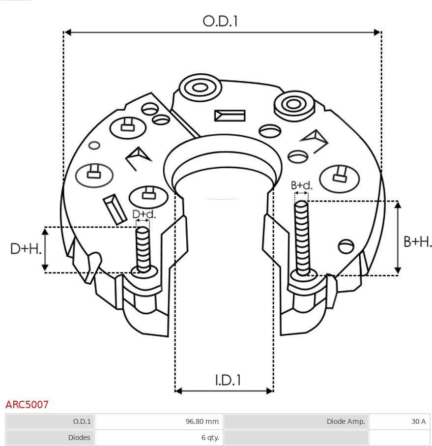 AS-PL ARC5007 - Выпрямитель, диодный мост, генератор www.autospares.lv