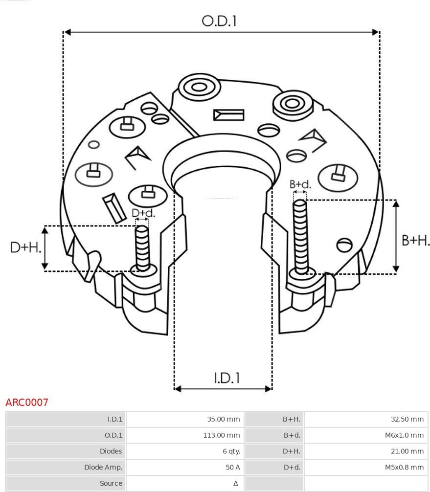 AS-PL ARC0007 - Выпрямитель, диодный мост, генератор www.autospares.lv