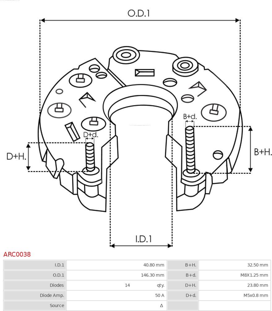 AS-PL ARC0038 - Taisngriezis, Ģenerators www.autospares.lv