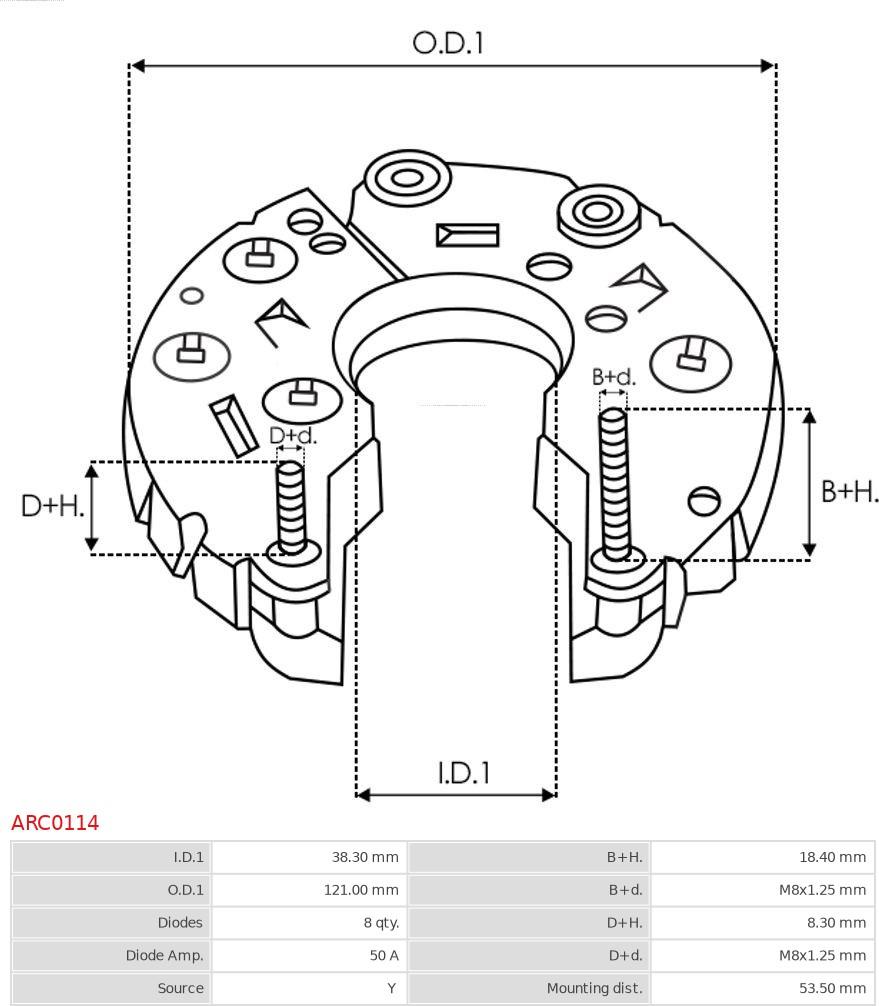 AS-PL ARC0114 - Rectifier, alternator www.autospares.lv