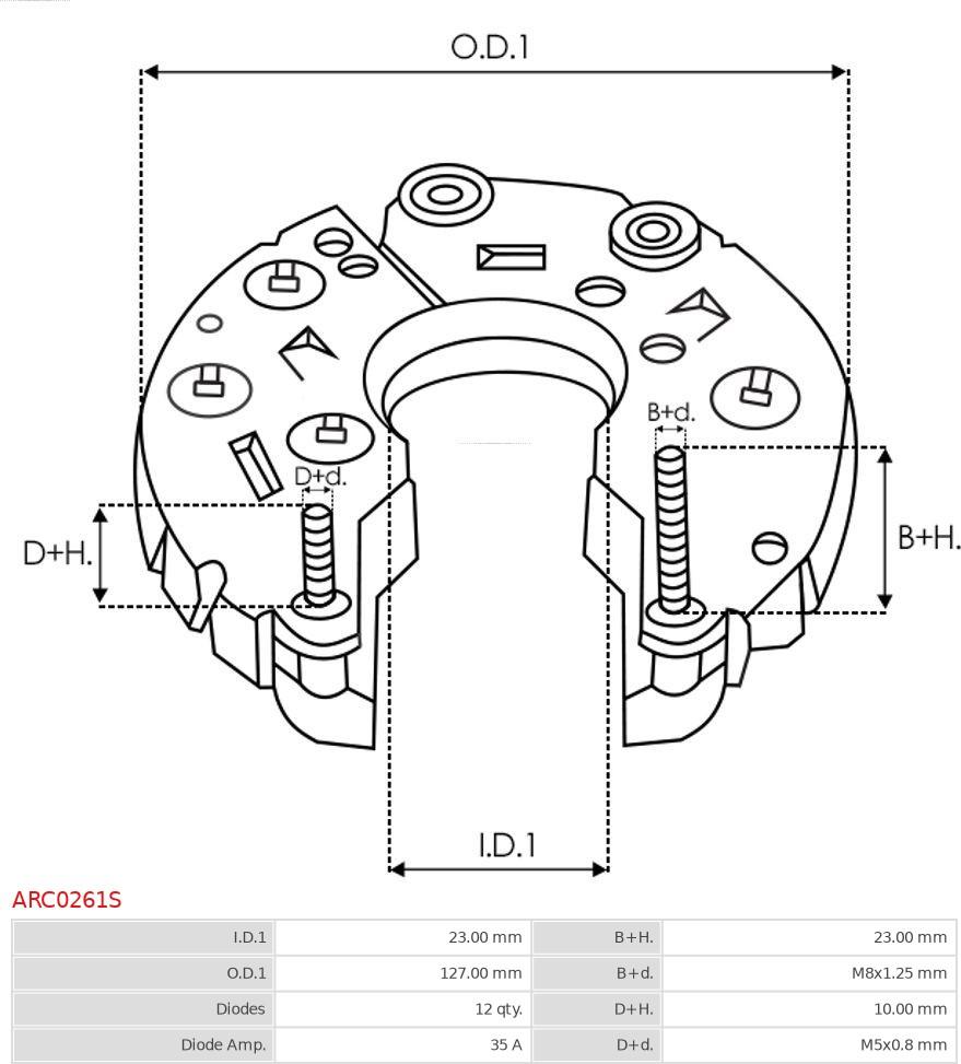 AS-PL ARC0261S - Выпрямитель, диодный мост, генератор www.autospares.lv