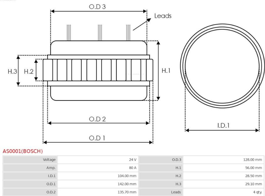 AS-PL AS0001(BOSCH) - Stators, Ģenerators www.autospares.lv