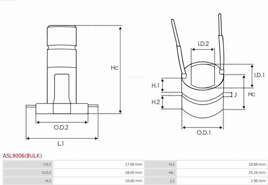 AS-PL ASL9006(BULK) - Kolektora gredzens, Ģenerators www.autospares.lv