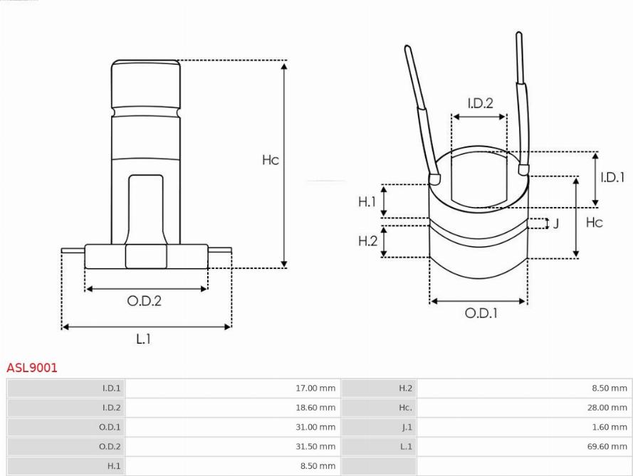 AS-PL ASL9001 - Kolektora gredzens, Ģenerators www.autospares.lv