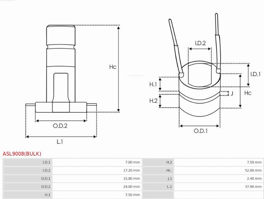 AS-PL ASL9008(BULK) - Slip Ring, alternator www.autospares.lv