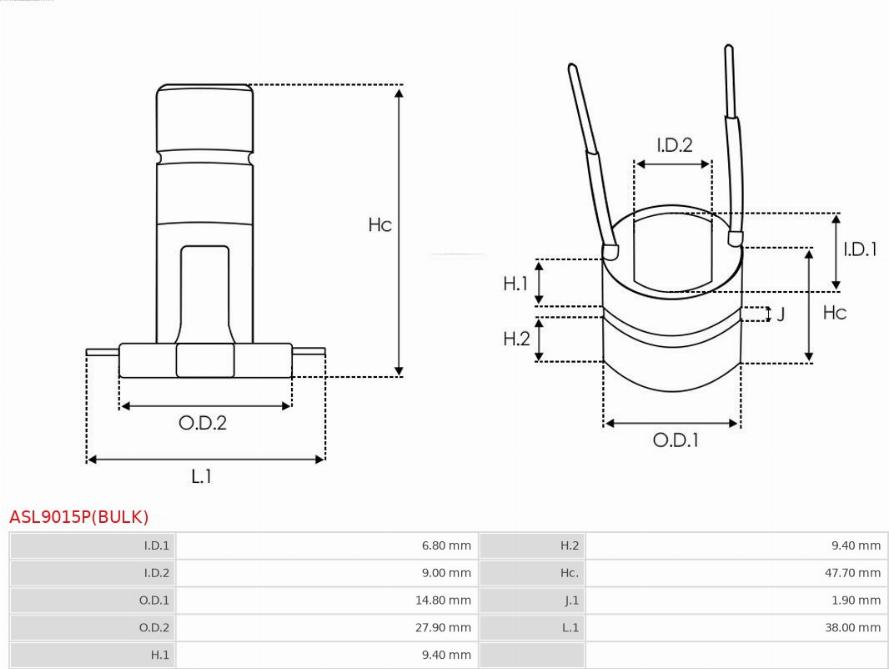 AS-PL ASL9015P(BULK) - Slip Ring, alternator www.autospares.lv