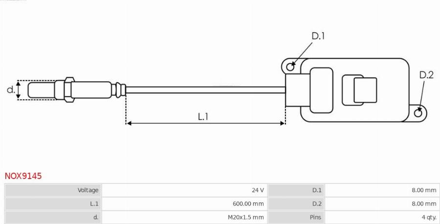 AS-PL NOX9145 - NOx devējs, Karbamīda iesmidzināšana www.autospares.lv