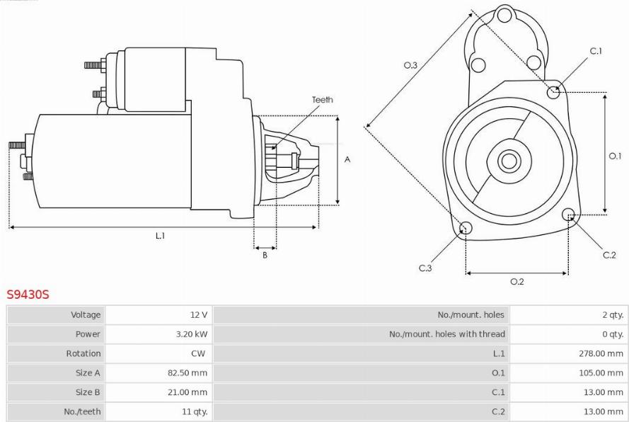 AS-PL S9430S - Starteris www.autospares.lv