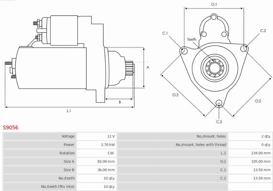 AS-PL S9056 - Starteris autospares.lv