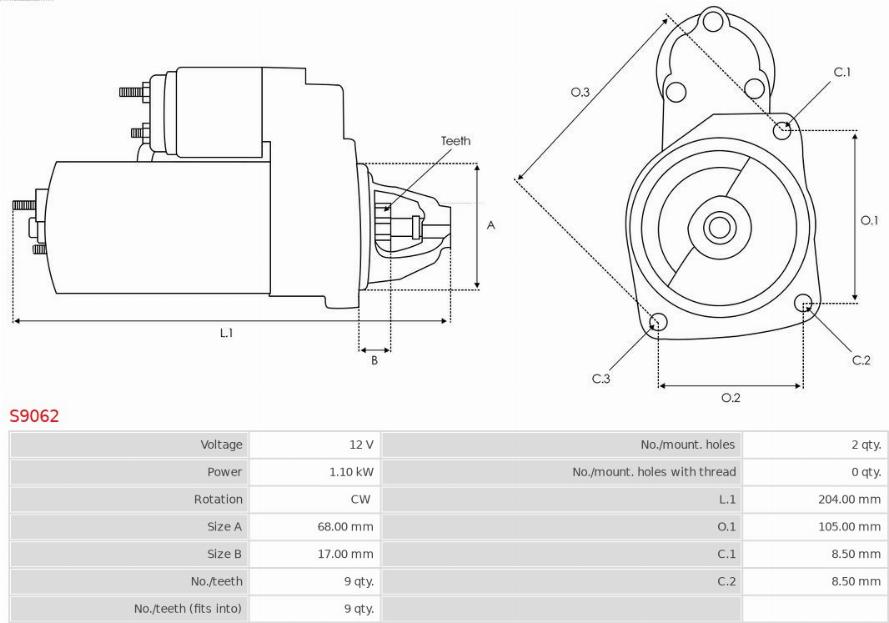 AS-PL S9062 - Starter www.autospares.lv