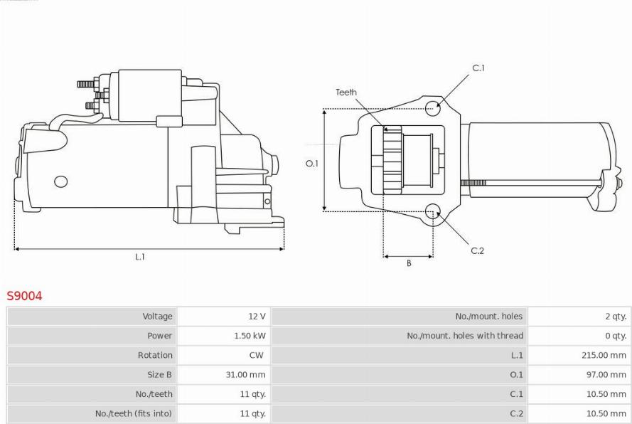 AS-PL S9004 - Starteris www.autospares.lv