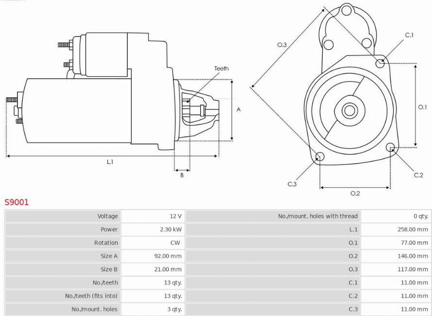 AS-PL S9001 - Starteris www.autospares.lv