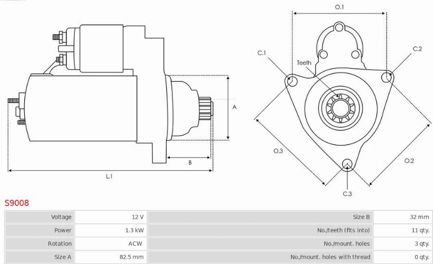 AS-PL S9008 - Starteris www.autospares.lv