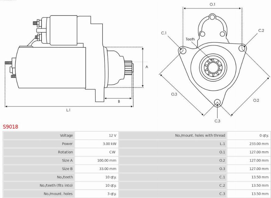 AS-PL S9018 - Starteris www.autospares.lv