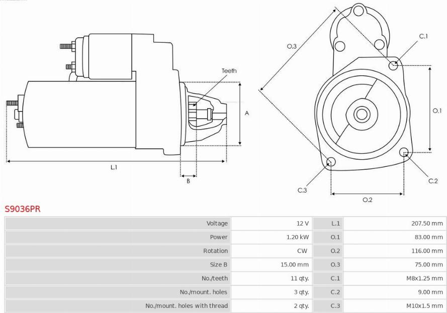 AS-PL S9036PR - Starter www.autospares.lv