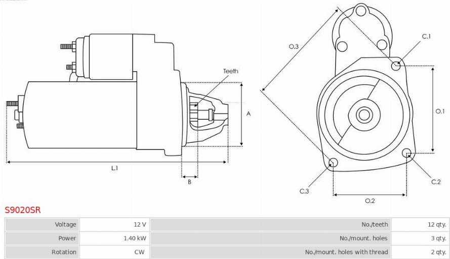 AS-PL S9020SR - Starteris www.autospares.lv