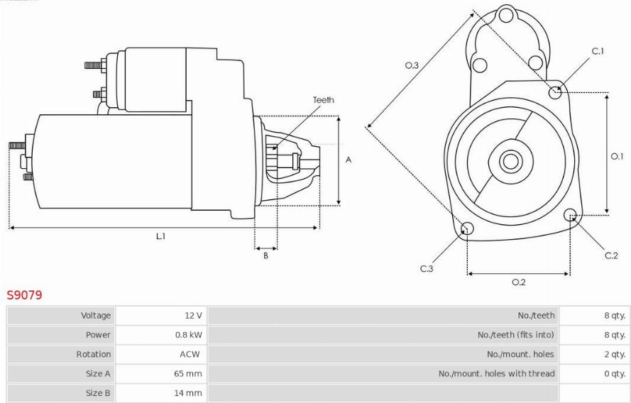 AS-PL S9079 - Starteris www.autospares.lv