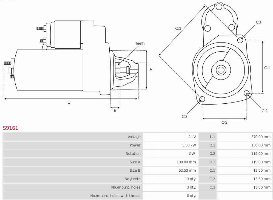 AS-PL S9161 - Starteris www.autospares.lv