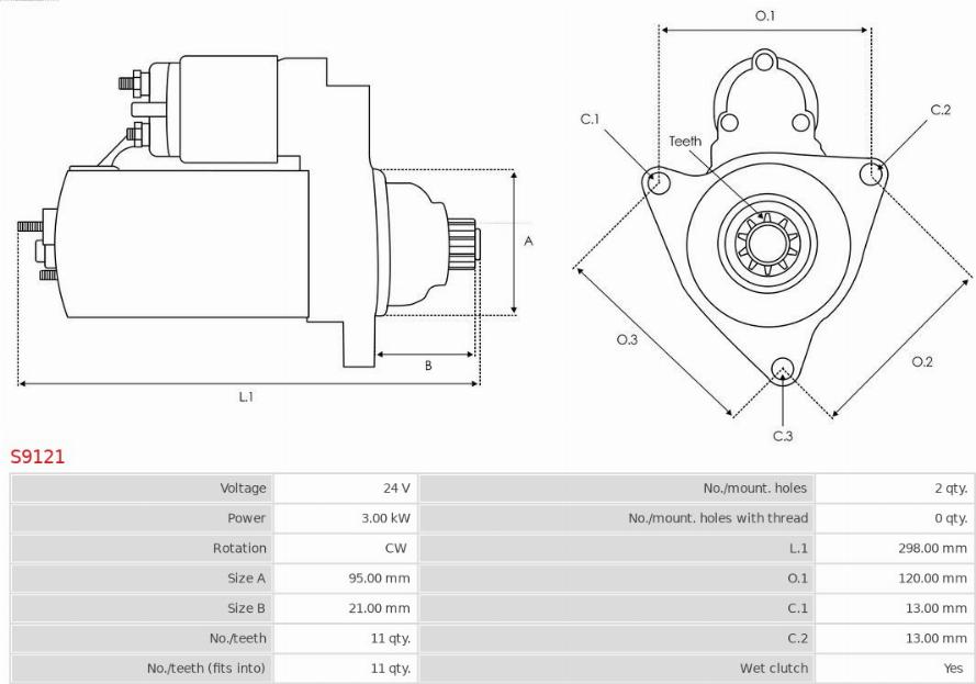 AS-PL S9121 - Стартер www.autospares.lv