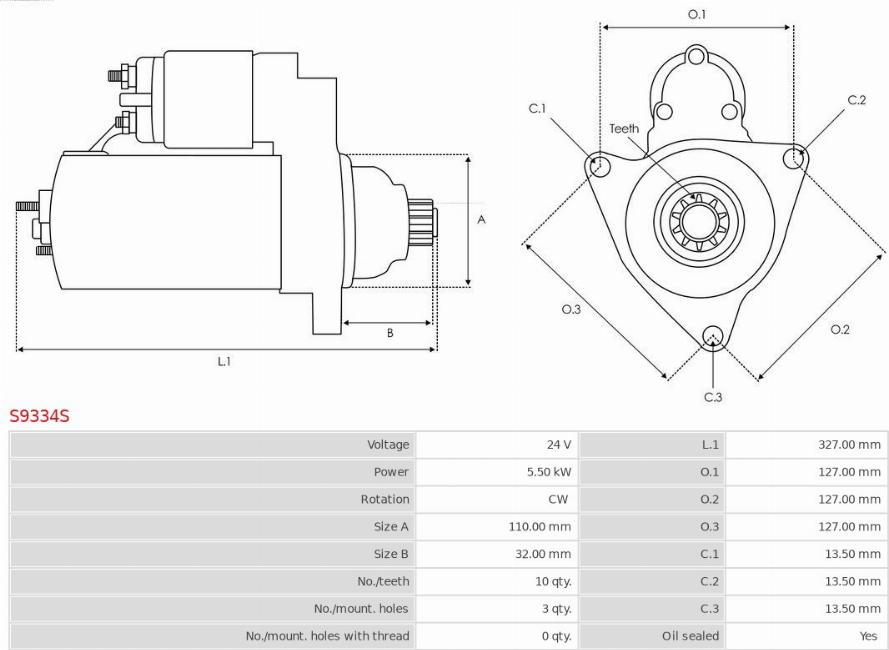 AS-PL S9334S - Starteris www.autospares.lv