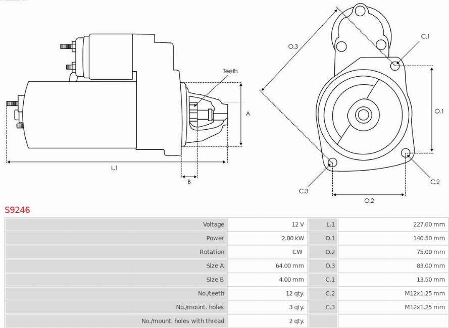 AS-PL S9246 - Starteris autospares.lv