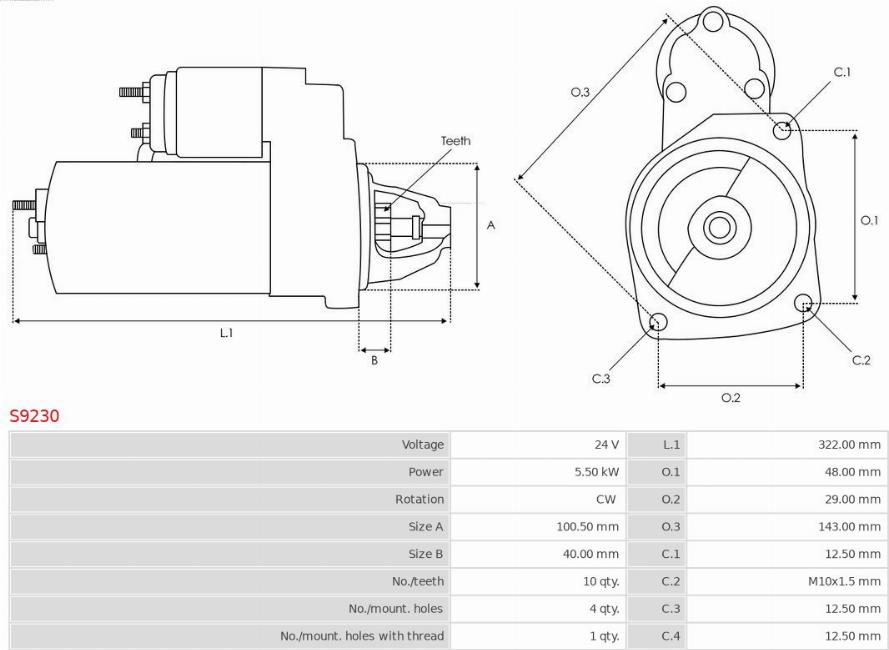 AS-PL S9230 - Starteris www.autospares.lv