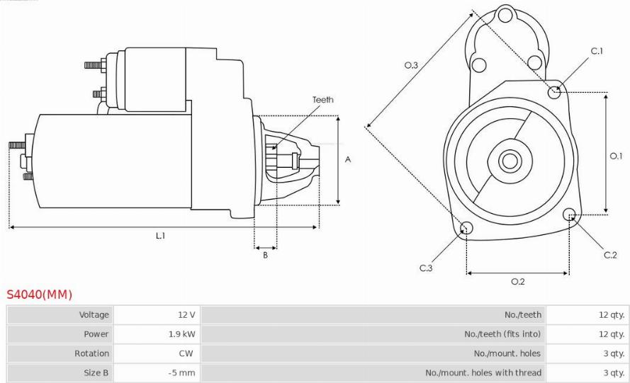 AS-PL S4040(MM) - Starteris www.autospares.lv