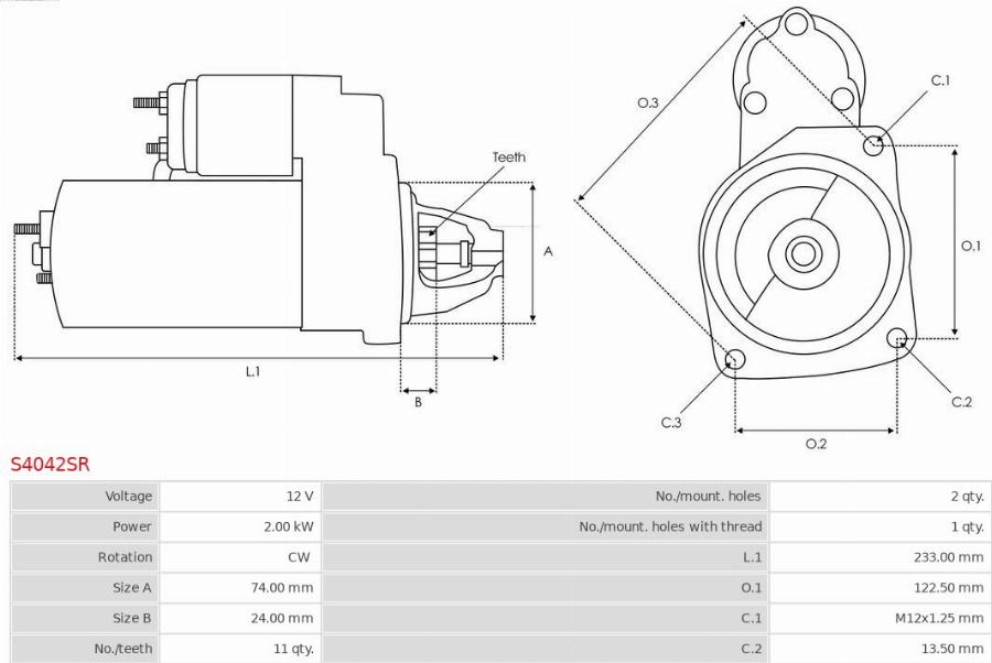 AS-PL S4042SR - Starteris www.autospares.lv