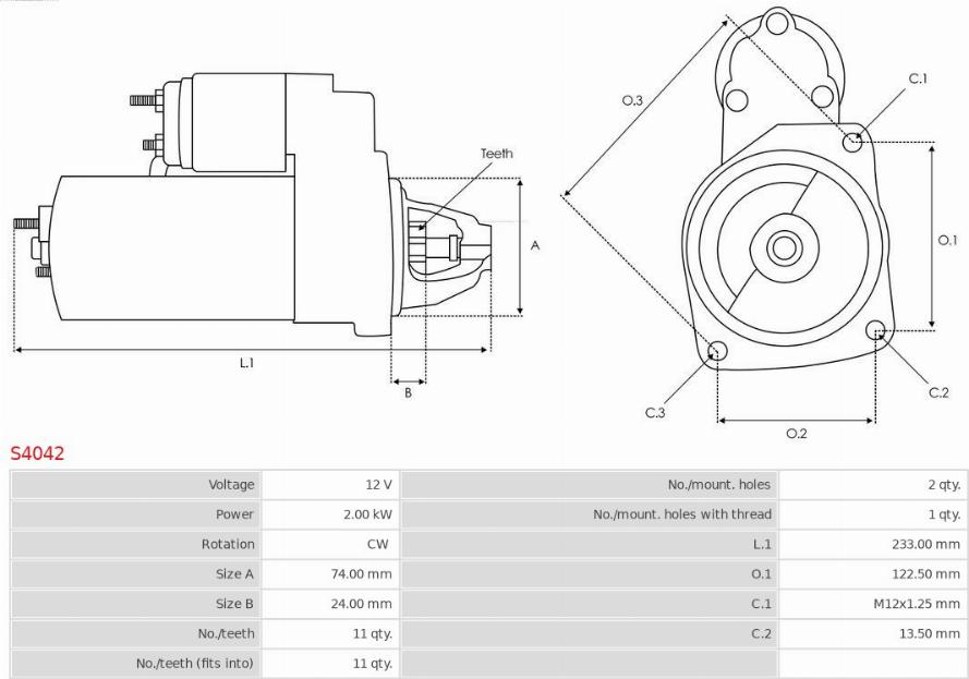 AS-PL S4042 - Starteris autospares.lv