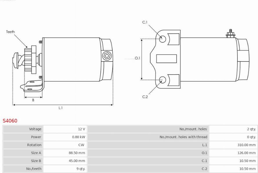 AS-PL S4060 - Starteris www.autospares.lv