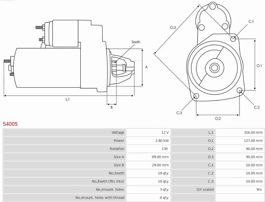 AS-PL S4005 - Starteris www.autospares.lv