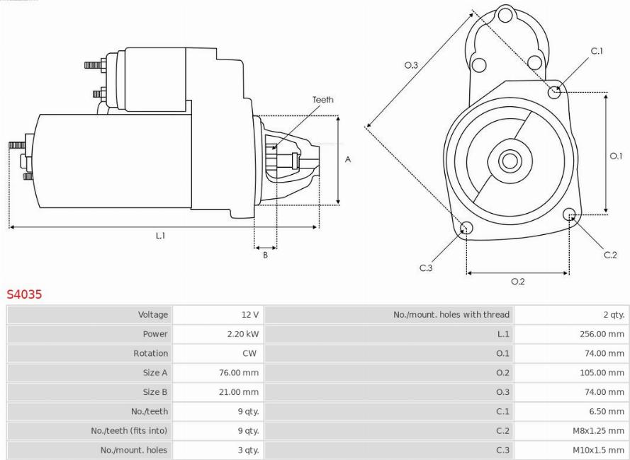 AS-PL S4035 - Starteris www.autospares.lv