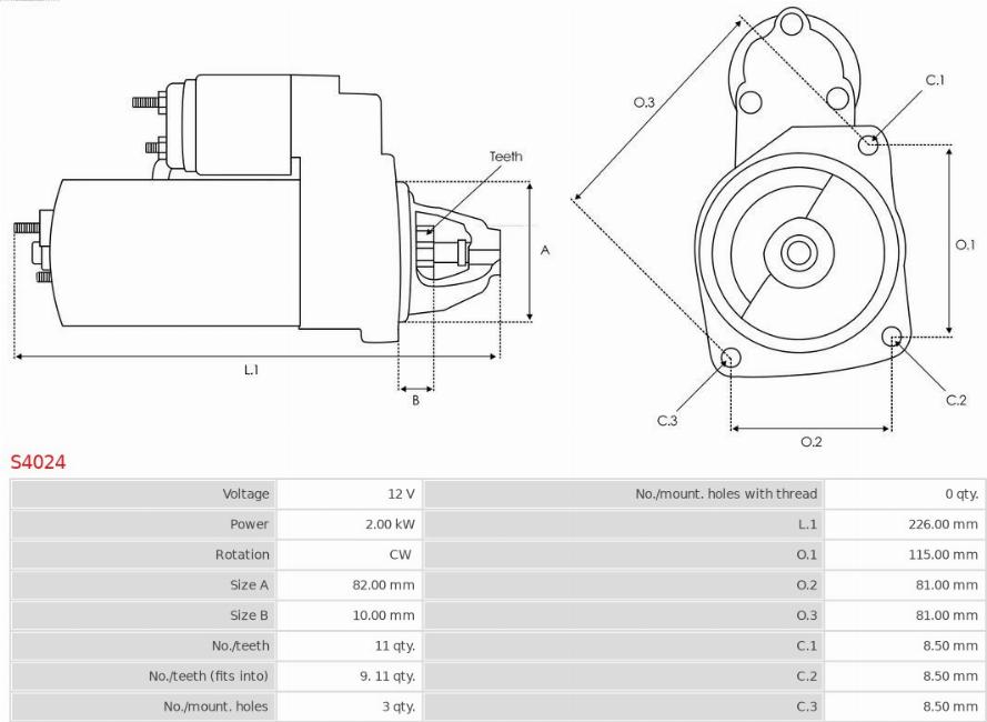 AS-PL S4024 - Starteris www.autospares.lv