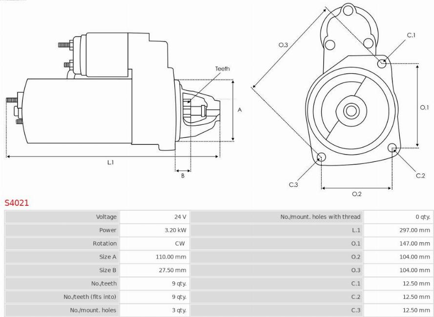 AS-PL S4021 - Starteris www.autospares.lv