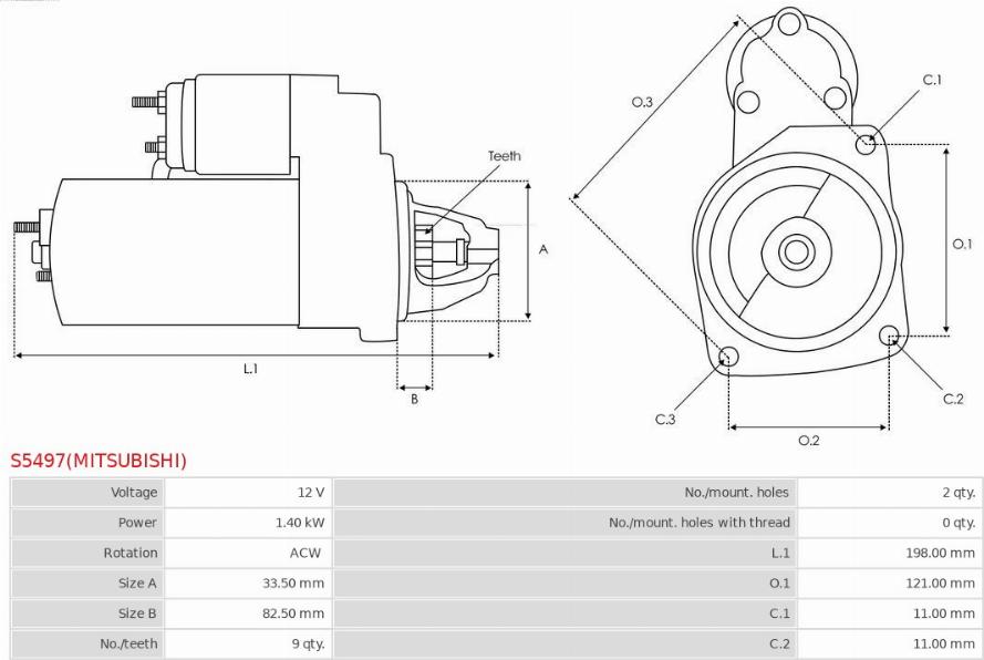 AS-PL S5497(MITSUBISHI) - Starteris www.autospares.lv