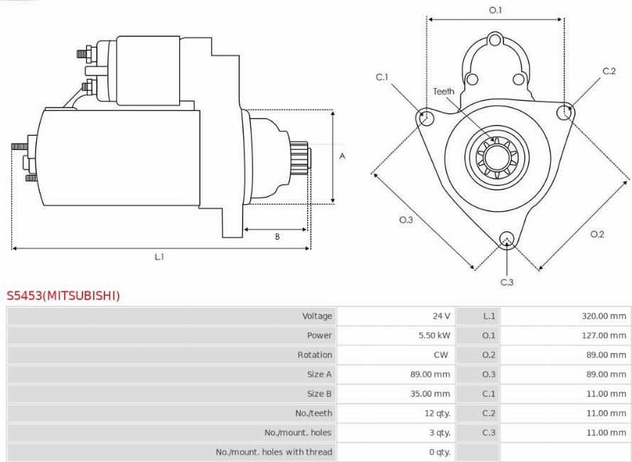 AS-PL S5453(MITSUBISHI) - Starteris www.autospares.lv