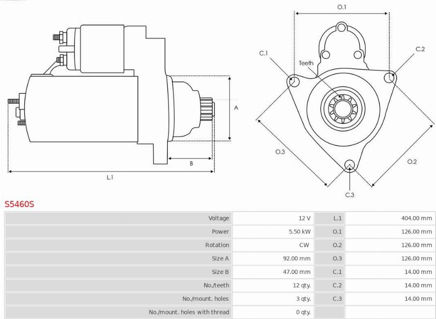 AS-PL S5460S - Starteris www.autospares.lv