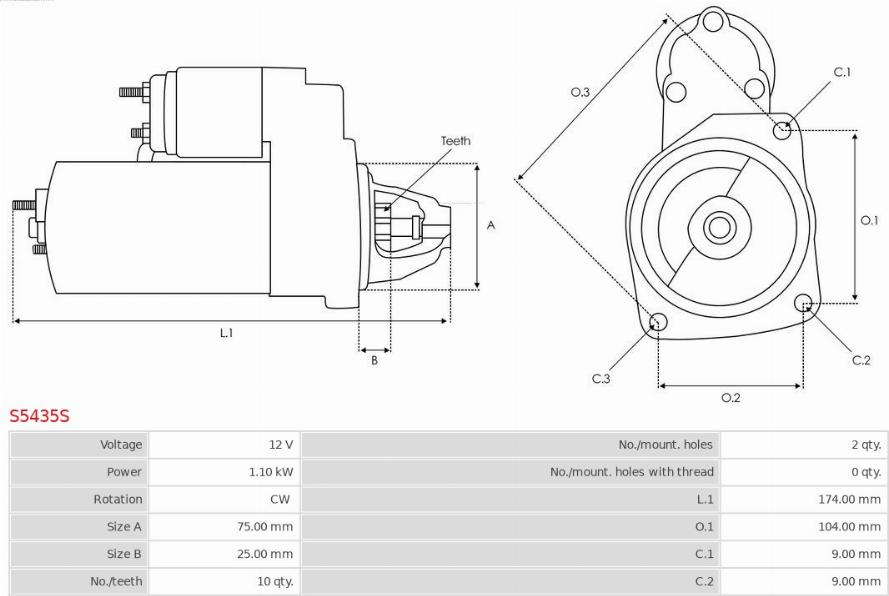 AS-PL S5435S - Starteris www.autospares.lv